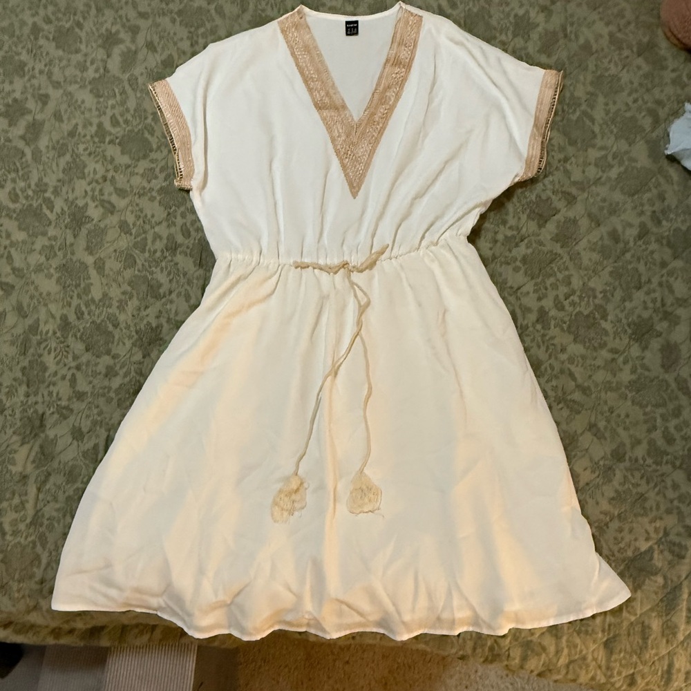SHEIN Cream Dress with Tan Accents